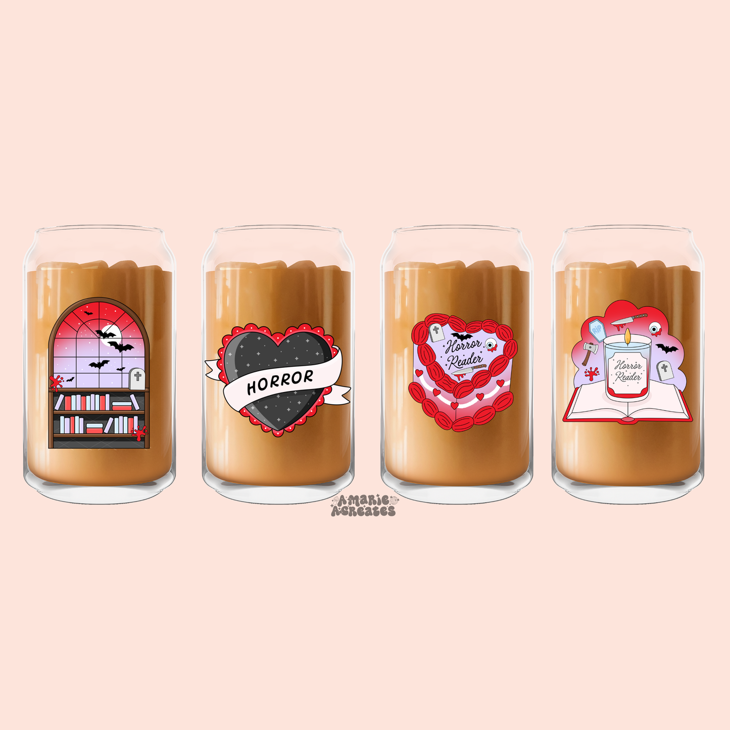 Horror Bookish Glass Cup