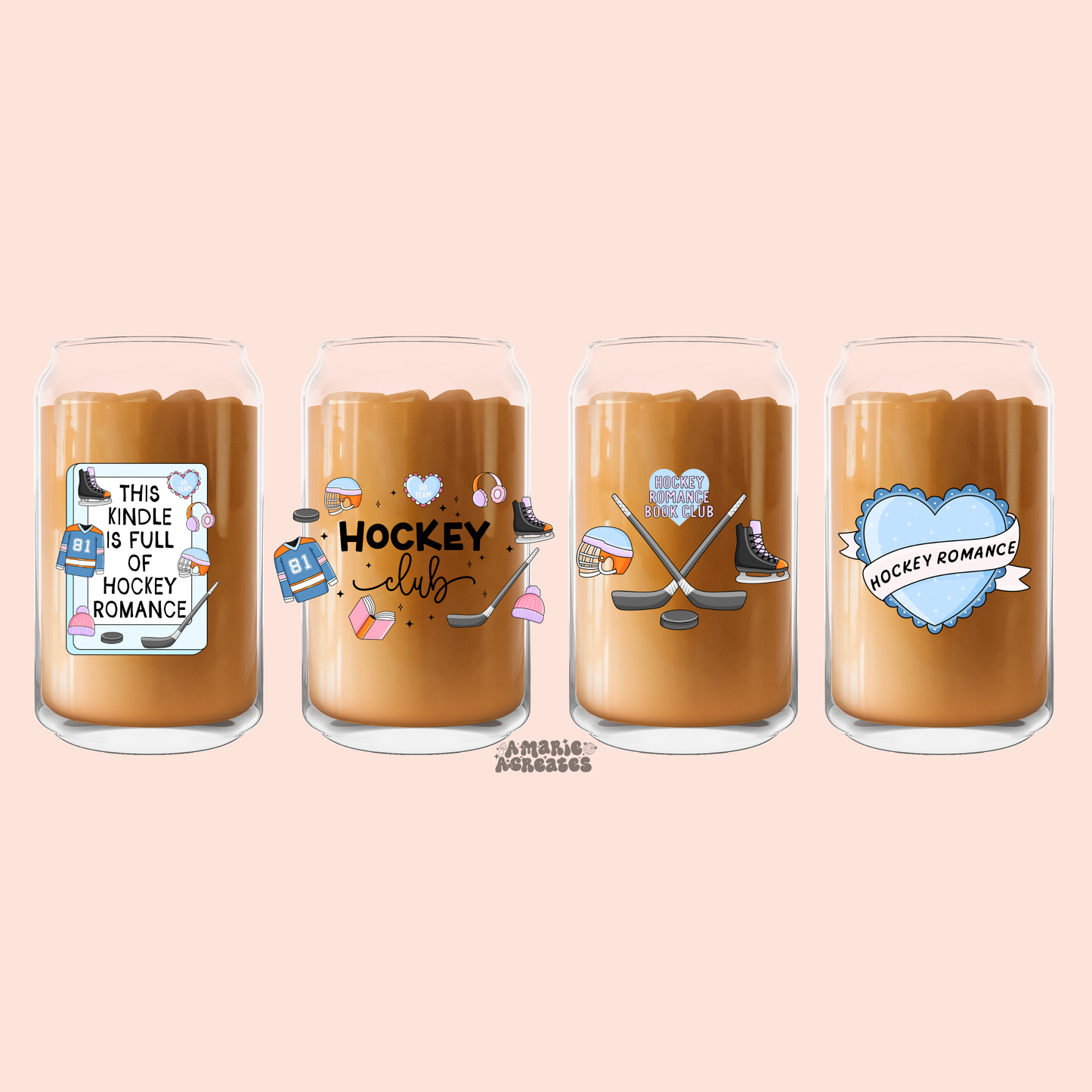 Hockey Romance Glass Cup