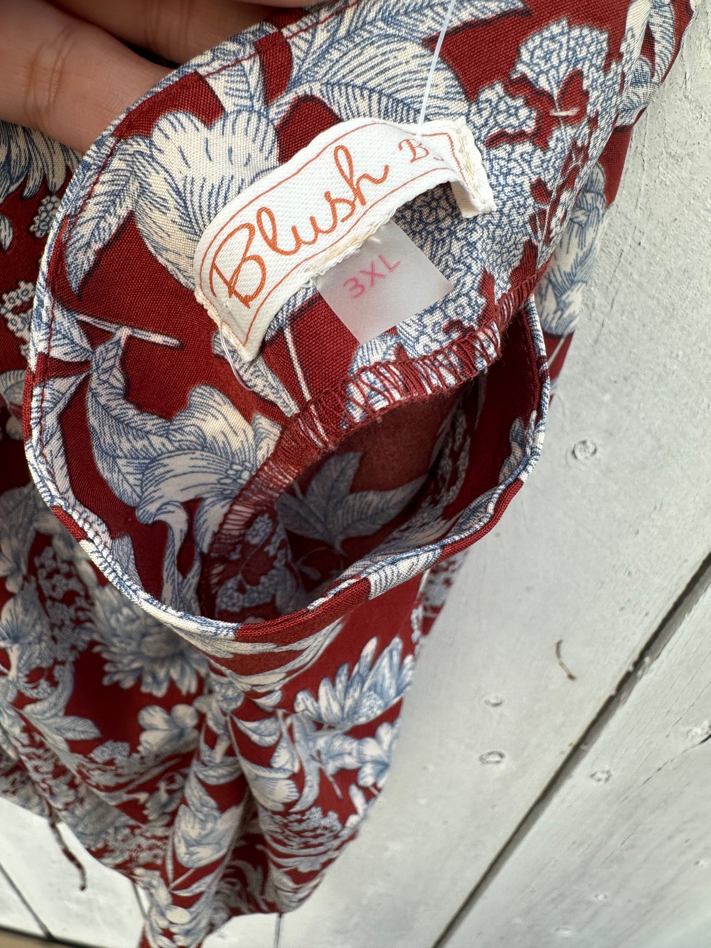 3XL Burgundy Floral Dress