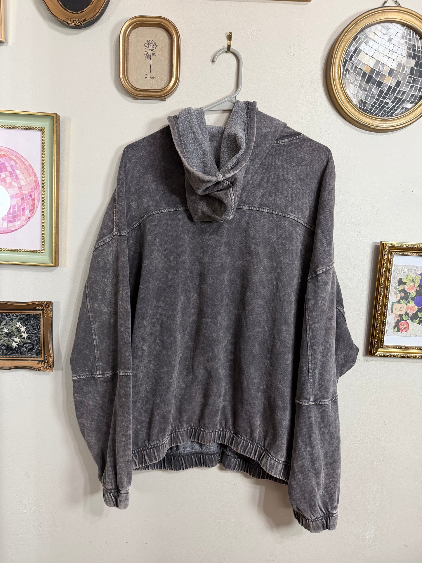 2x Charcoal Acid Wash Zip Up Jacket