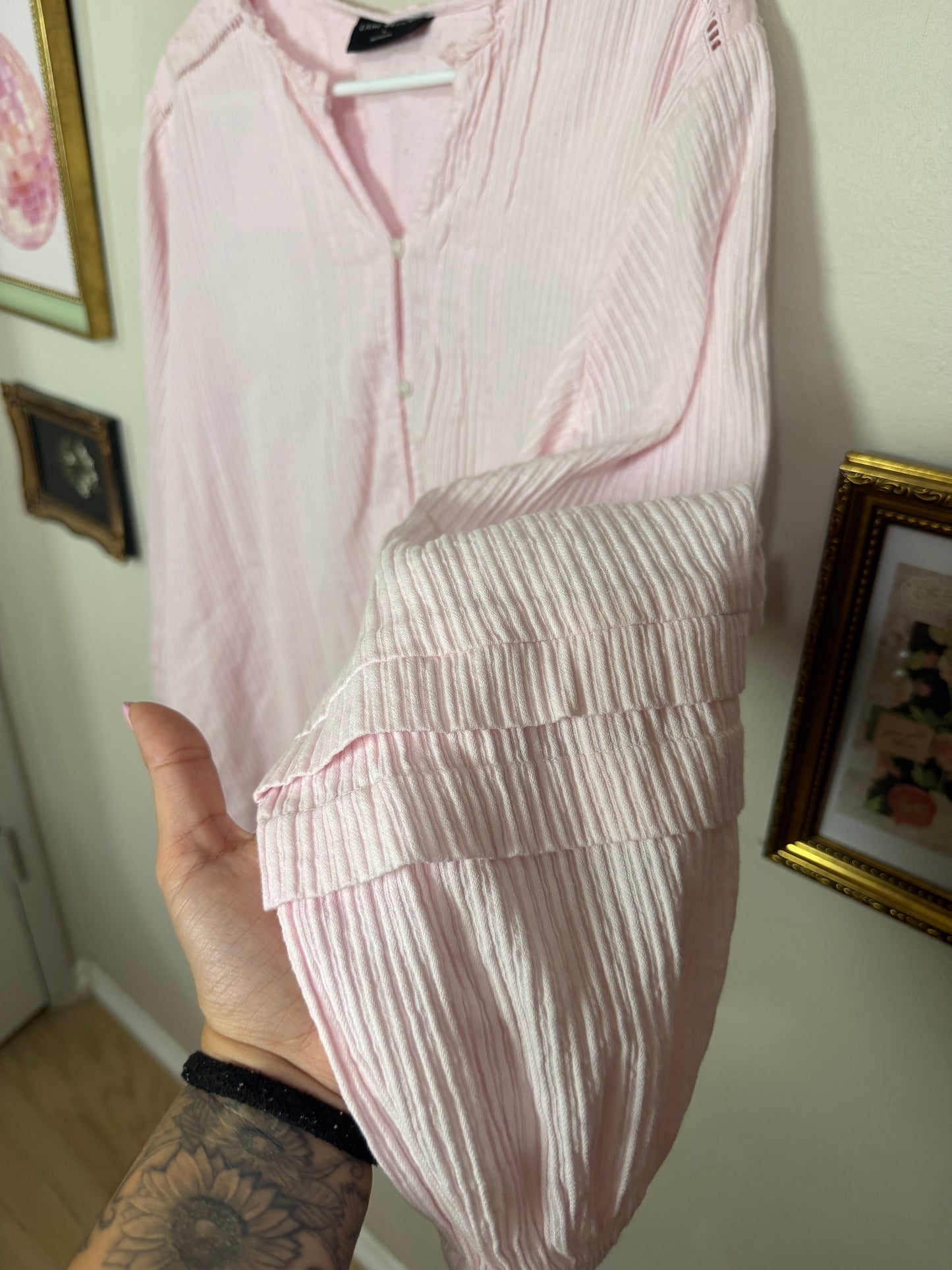 Size 18 Clip Dot Detail Rib Button Down Blouse