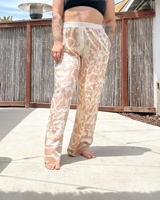 Floral Print Woven Elastic Pants