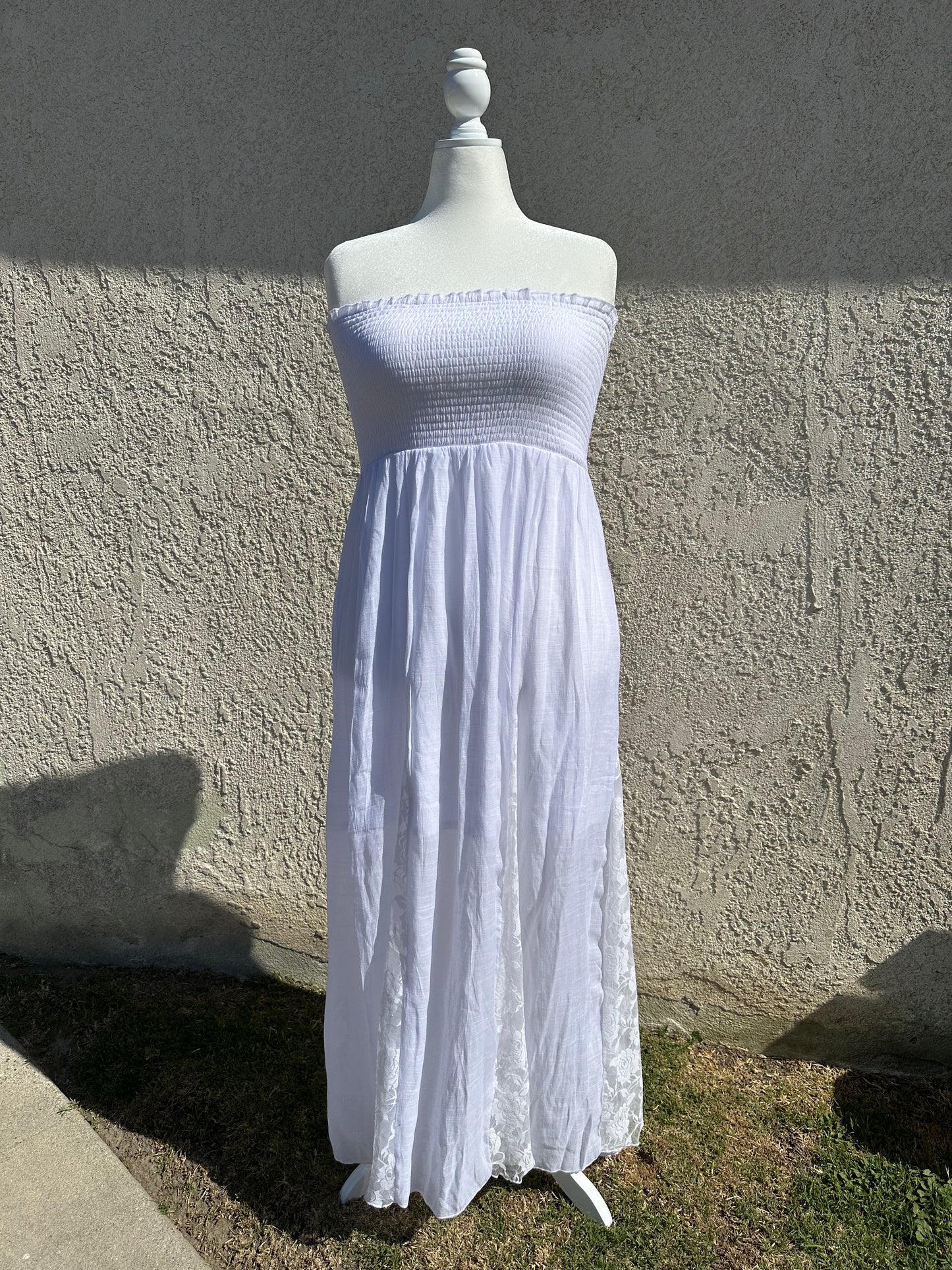 1X White Lace Detail Dress