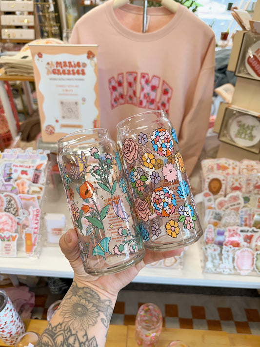 Groovy Spring Flowers Glass Cup