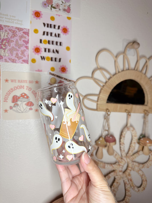 Latte Ghost Glass Cup