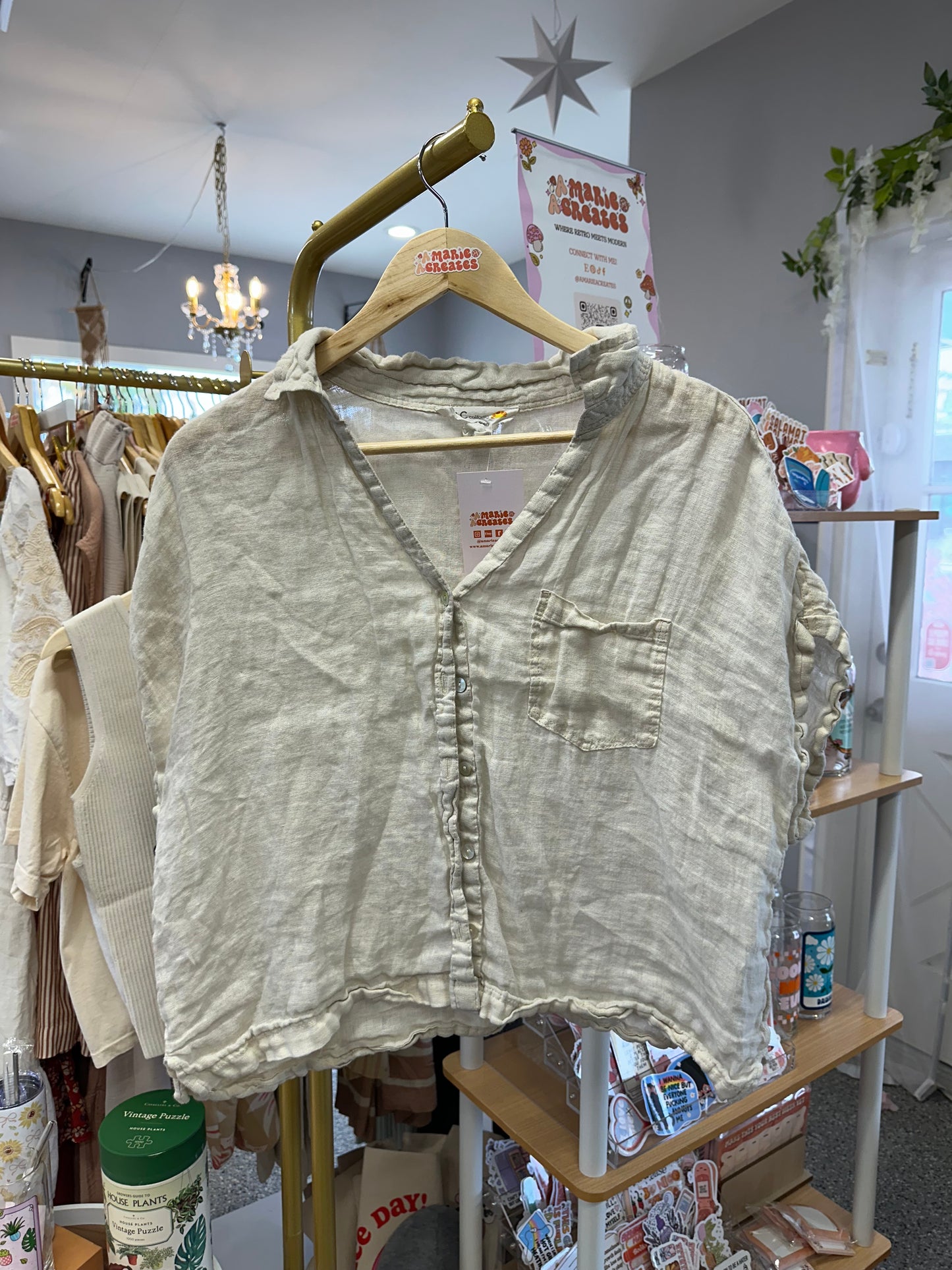 XL Linen Crop Top