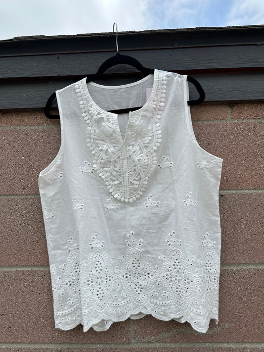 XL White Lace Tank