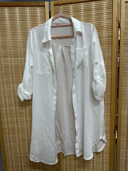 L/XL Sheer White Button Up
