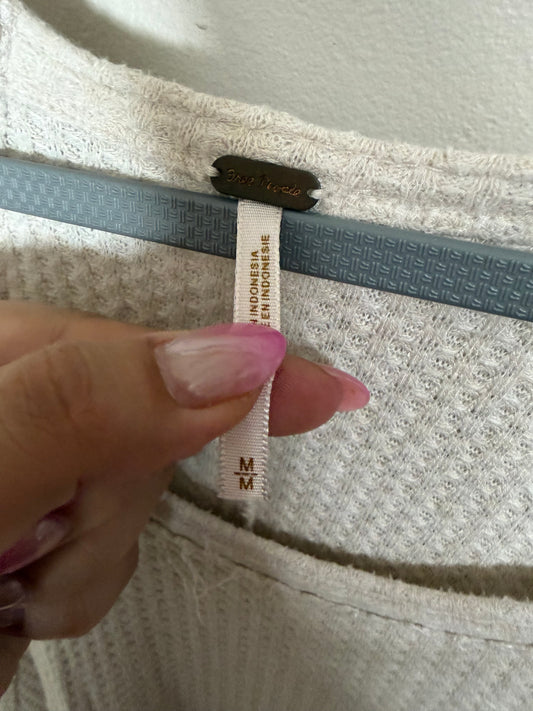 Medium Cream Waffle Knit Long Sleeve