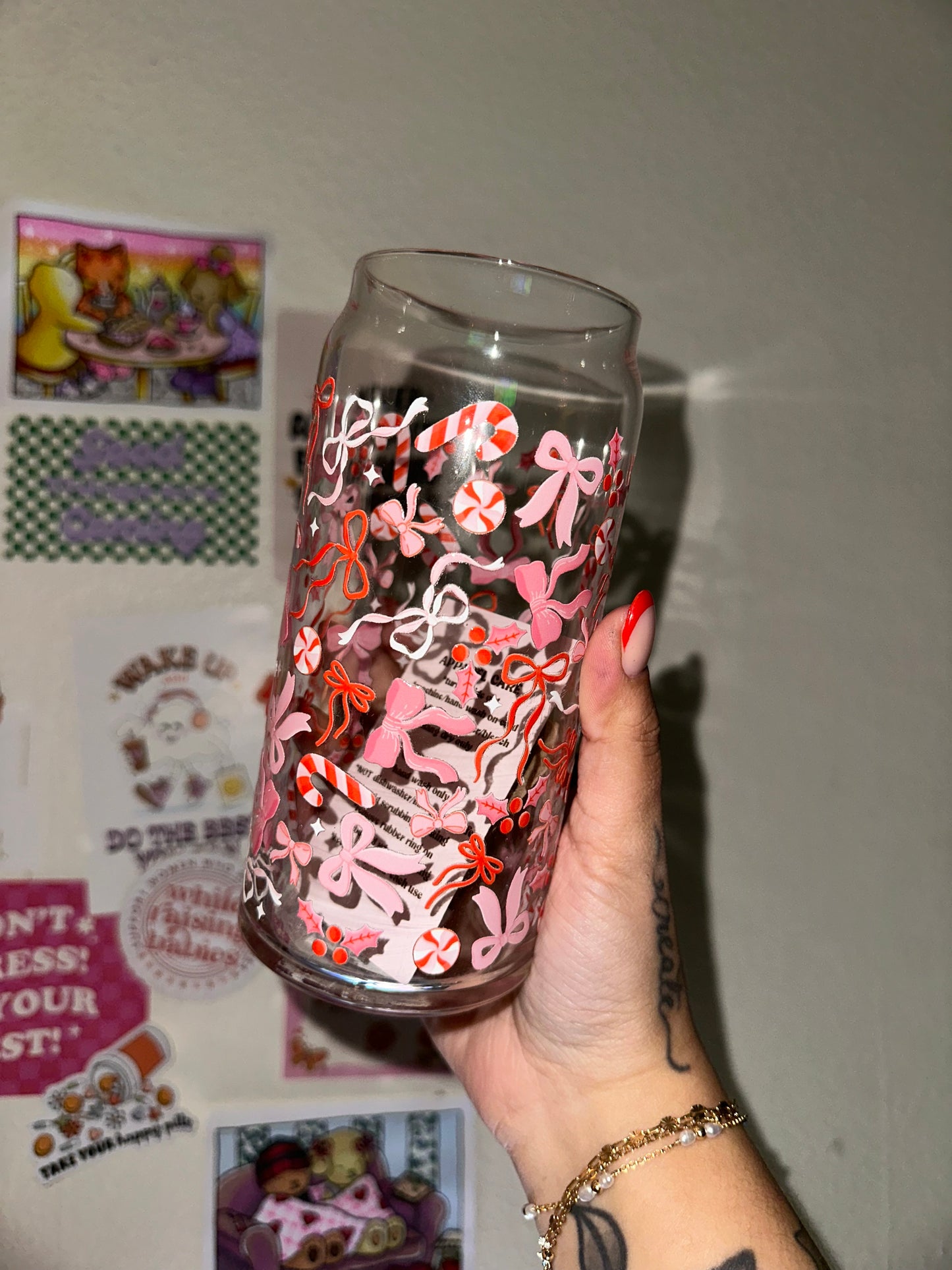 Christmas Bows 20oz Glass Cup