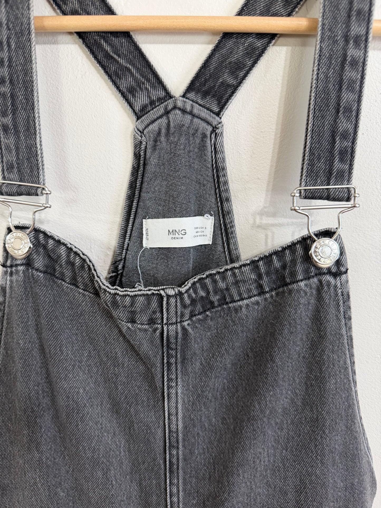 Small Long Denim Dungaree Off Black