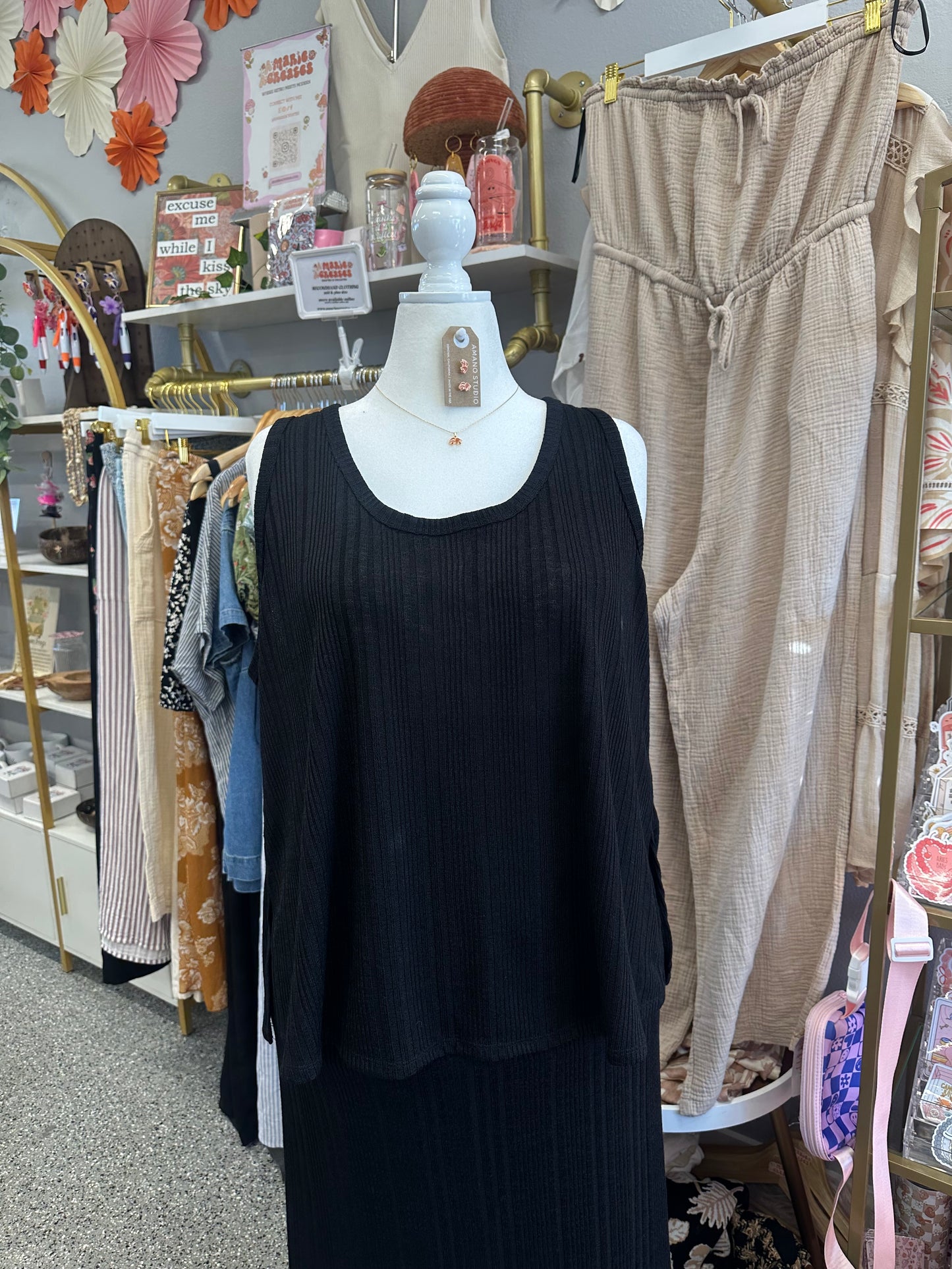 NWT XXL Black Tank/Skirt Set