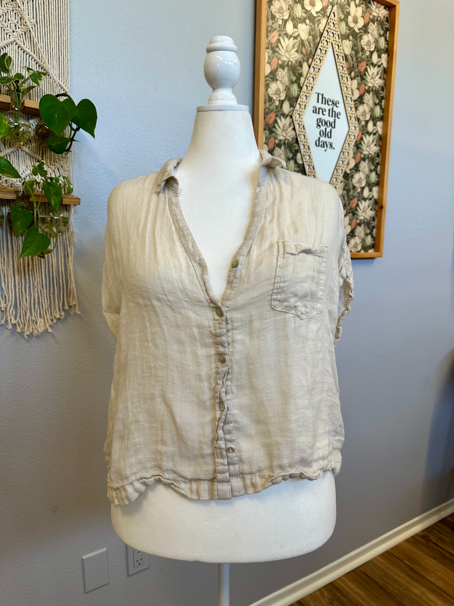 XL Linen Crop Top
