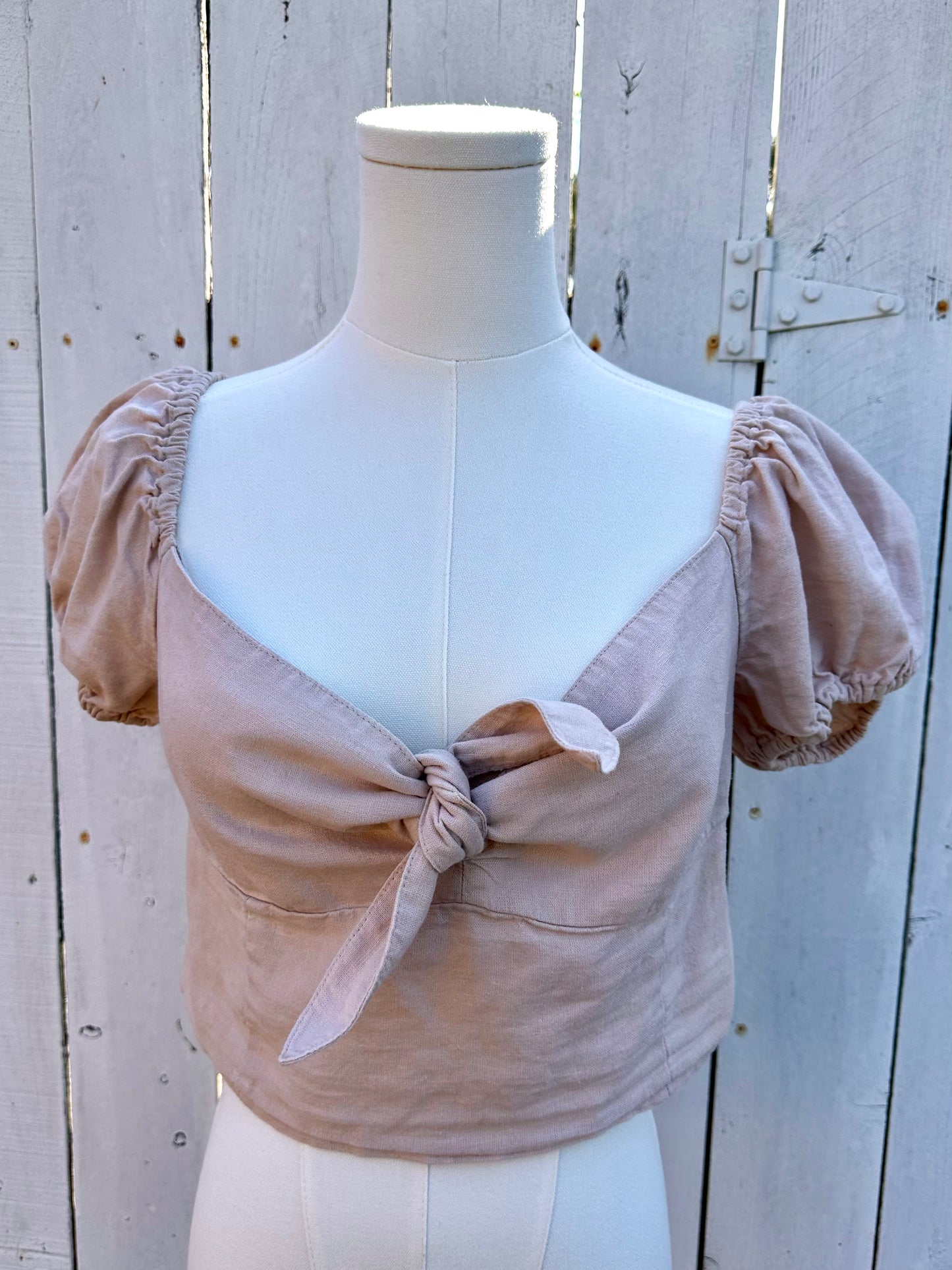 Large Tan Tie Crop Top