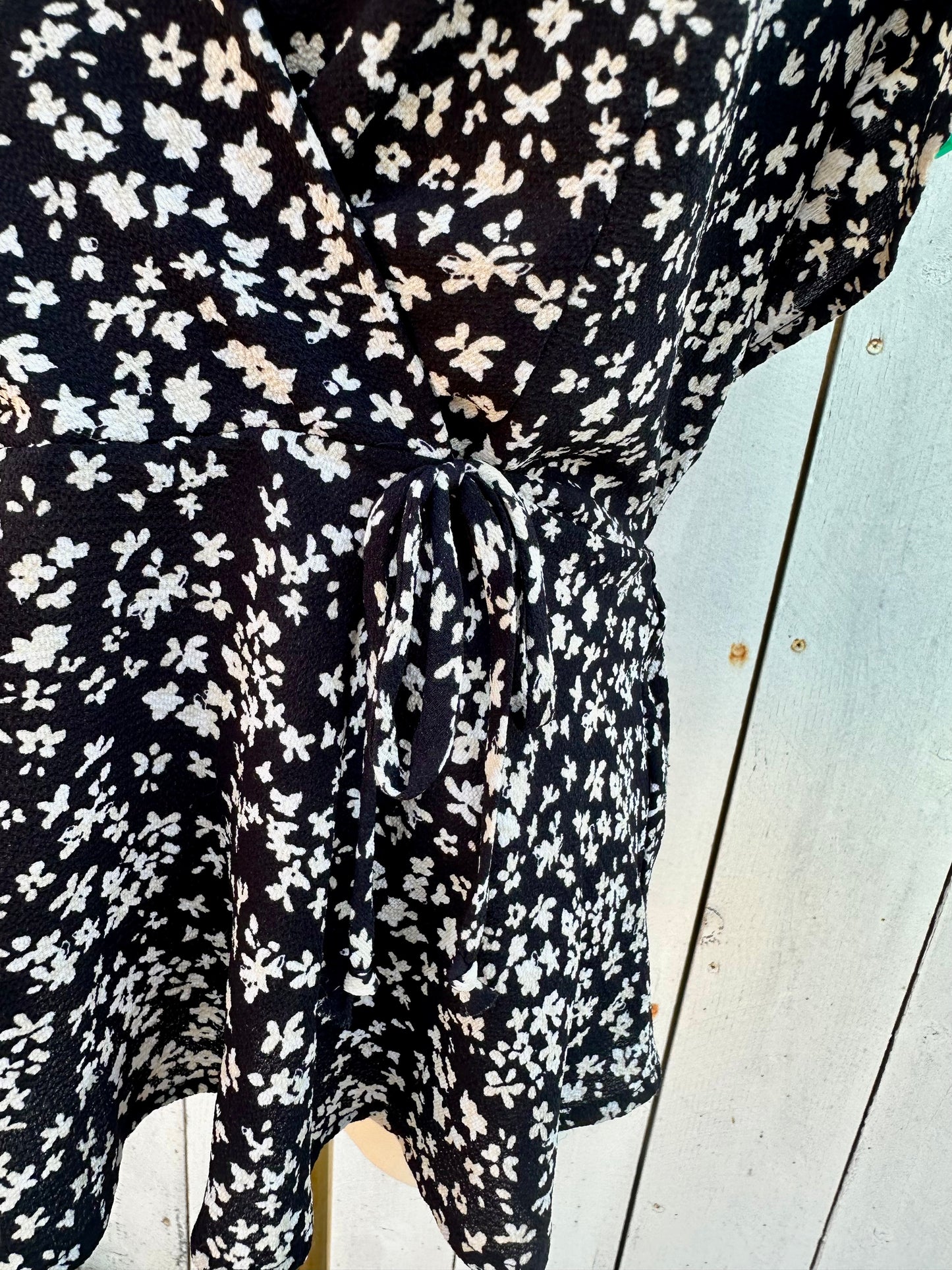 Large Floral Black Top