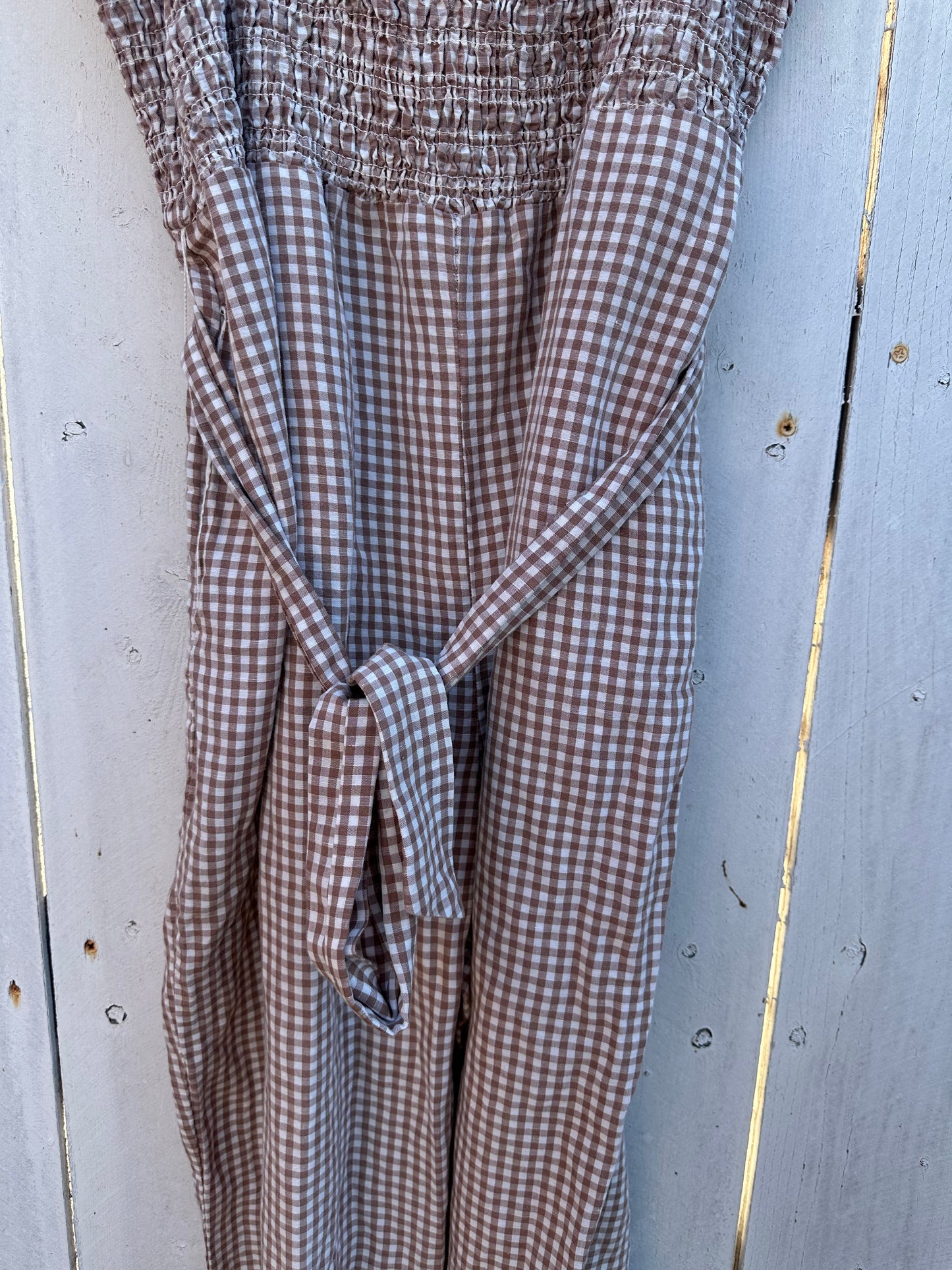 Large Neutral Gingham Jumpsuit