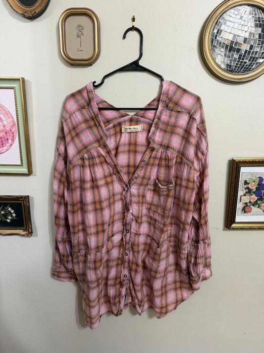 Large One Of The Boys Plaid Flannel Tunic Shirt
