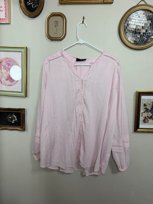 Size 18 Clip Dot Detail Rib Button Down Blouse