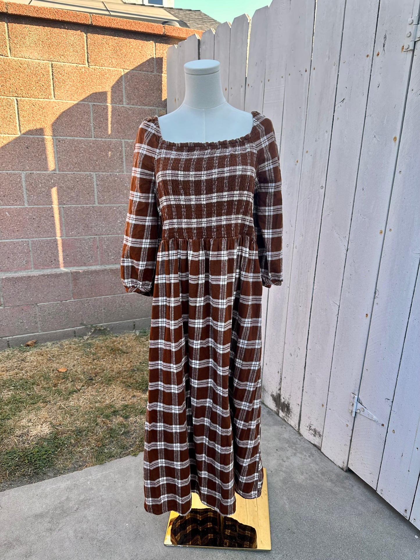 XXL Brown Gingham Dress