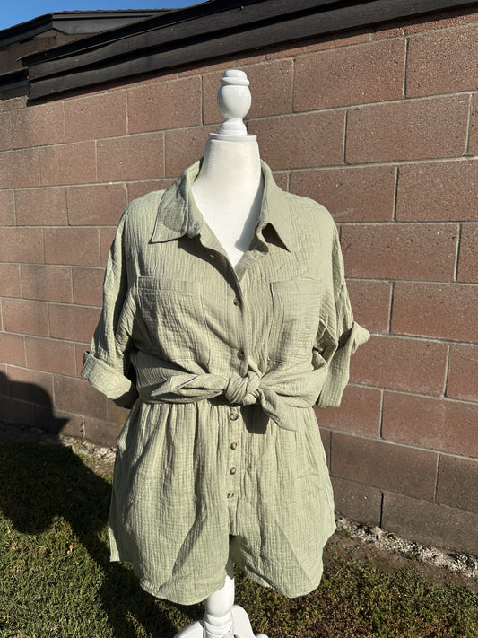 Crinkle Gauze Shirt & Shorts Set