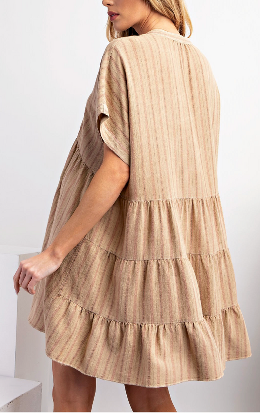 Stripe Linen Babydoll Tunic Dress