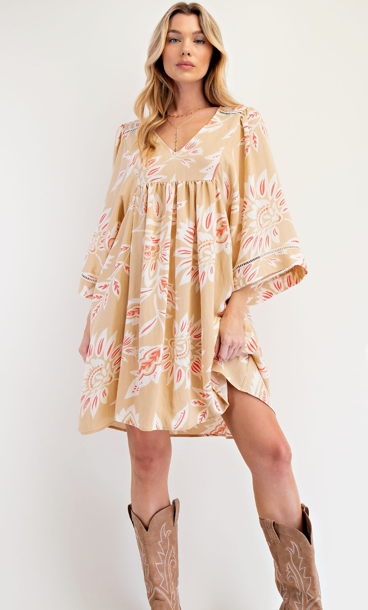 Printed T/C Dress