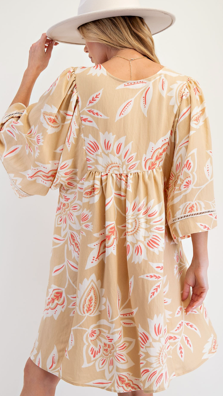 Printed T/C Dress