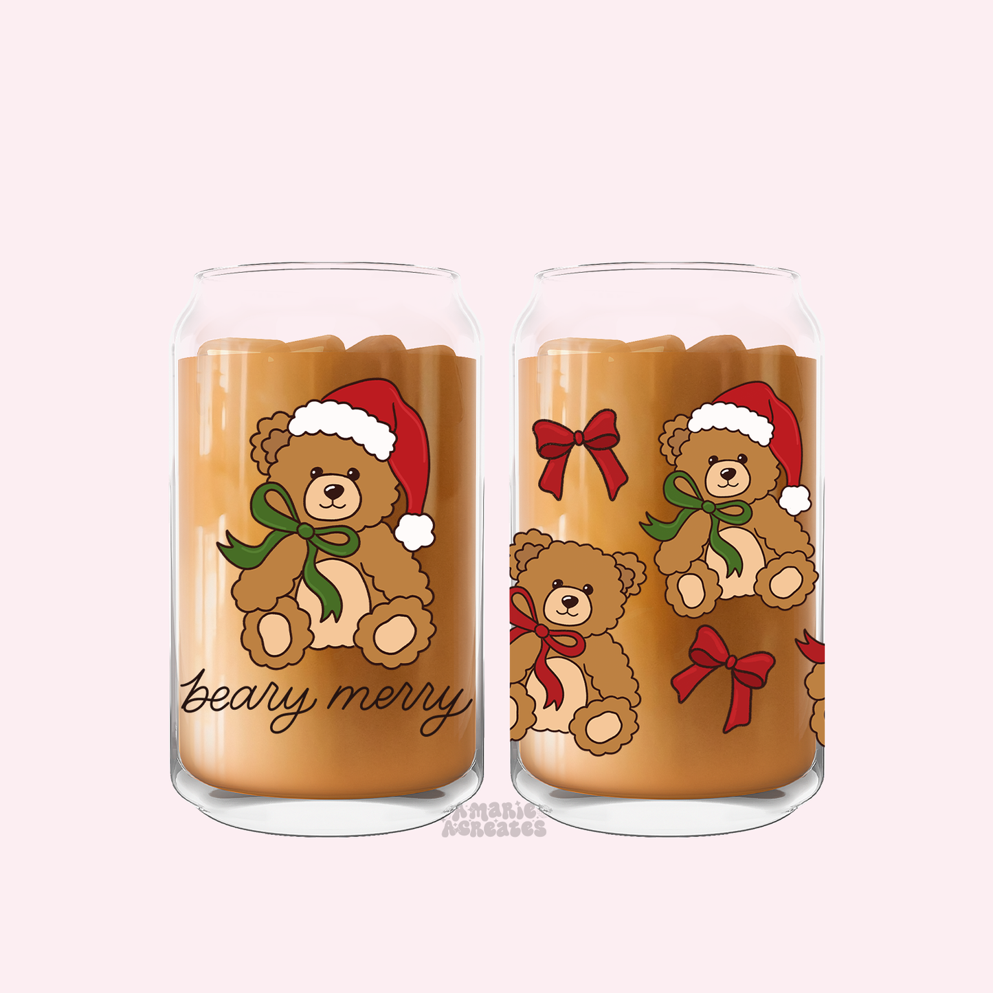 Beary Merry Glass Cup