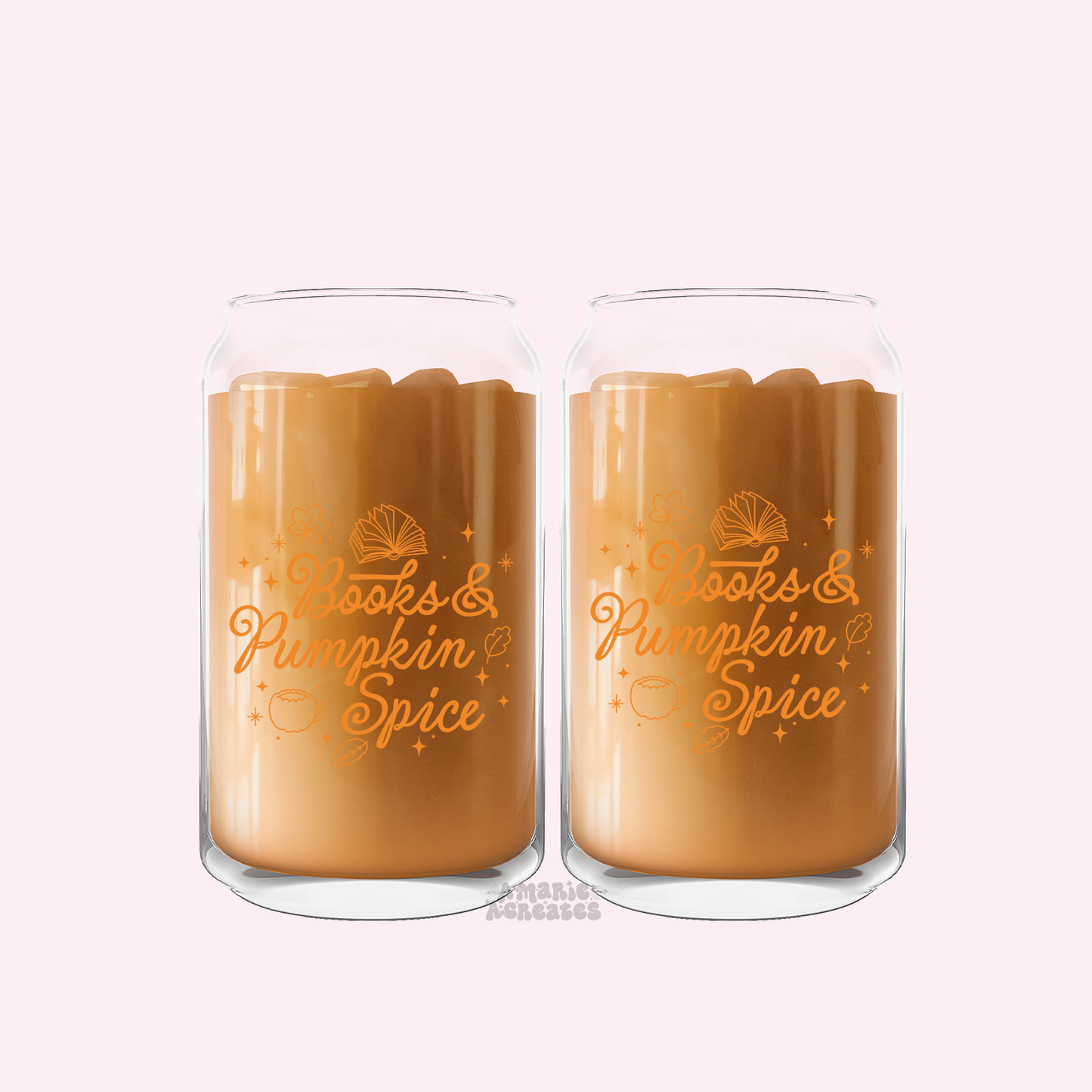 Books & Pumpkin Spice Glass Cup