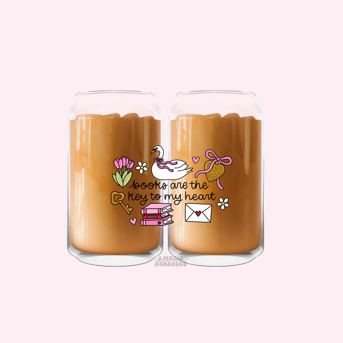 Books Are The Key To My Heart Glass Cup