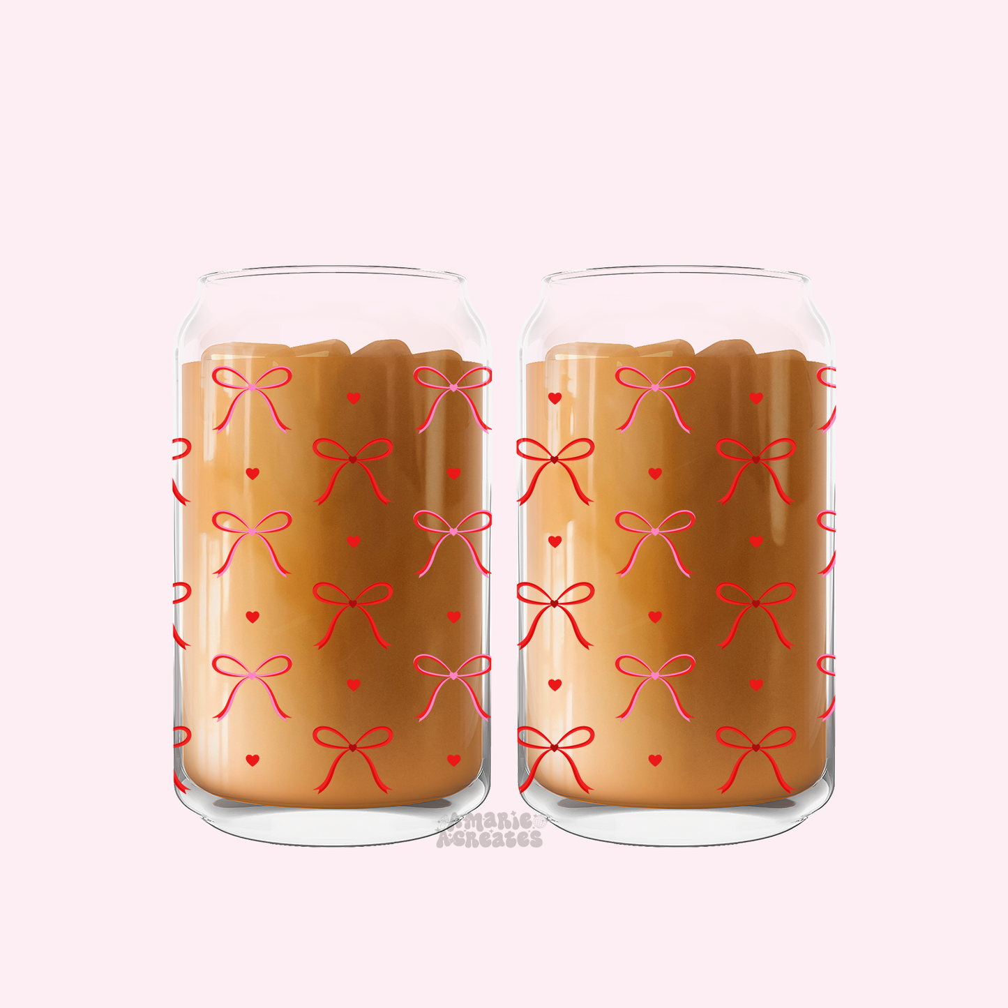 Bows & Hearts Glass Cup