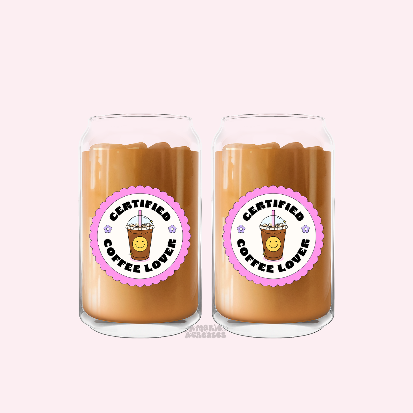 Certified Coffee Lover Glass Cup