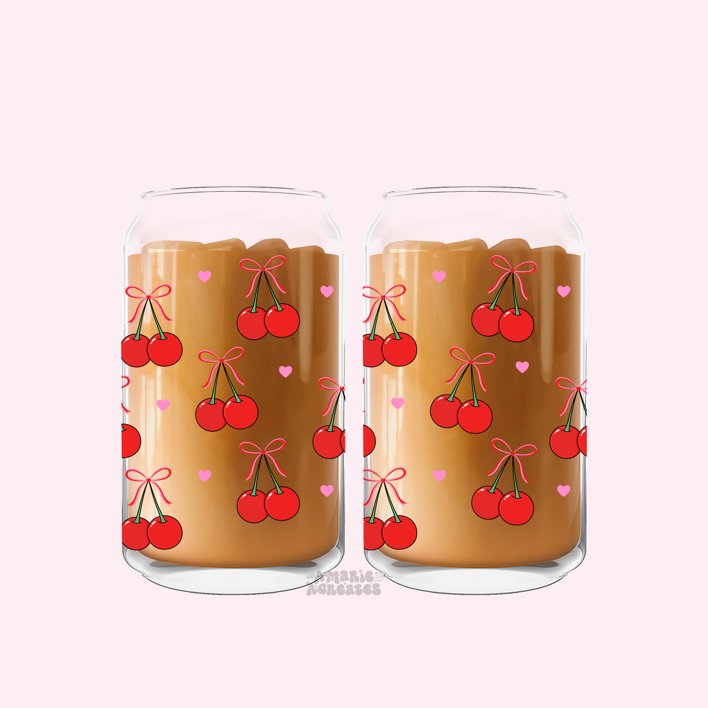 Cherries & Hearts Glass Cup