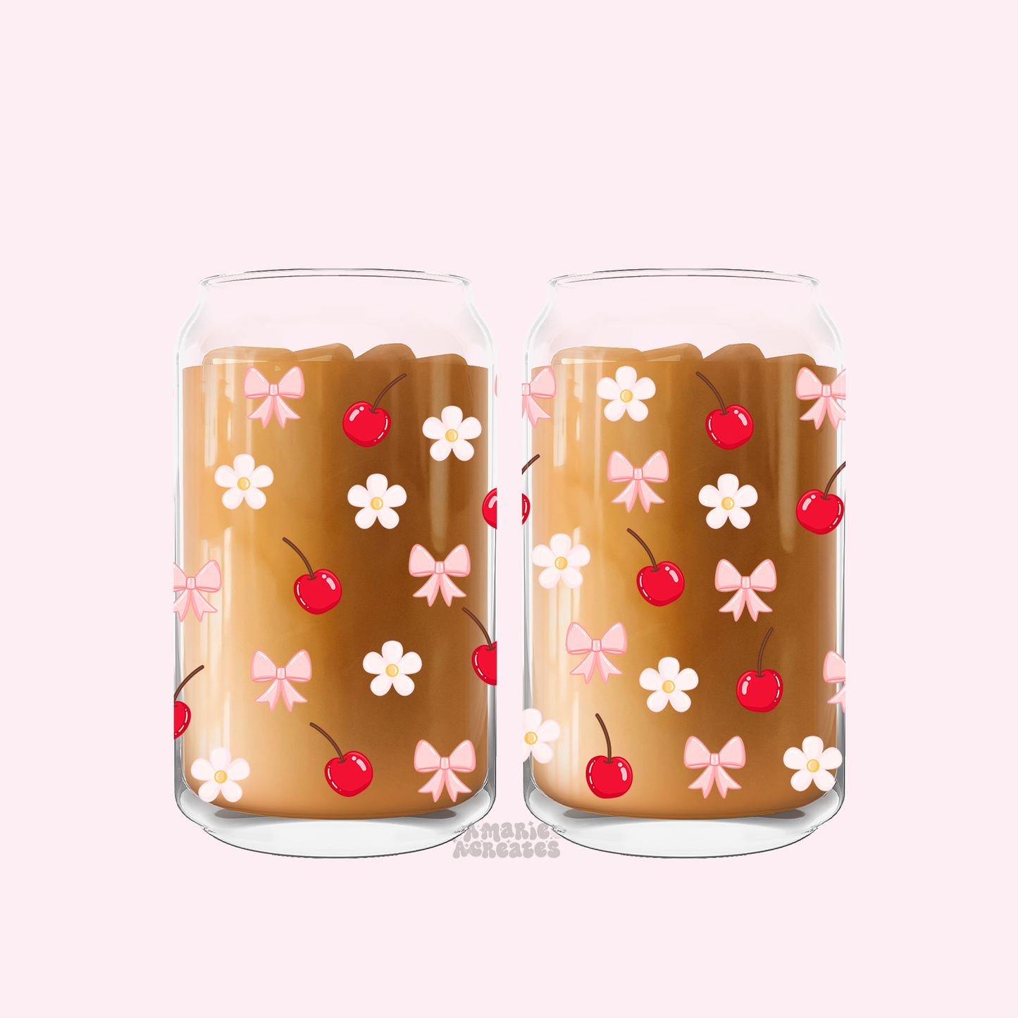 Cherry Bows Glass Cup