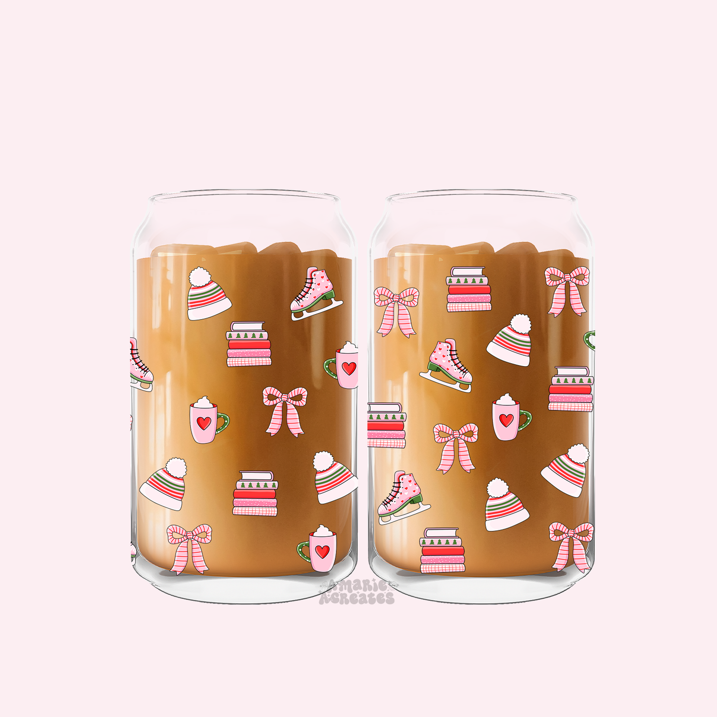 Christmas Bookish Glass Cup