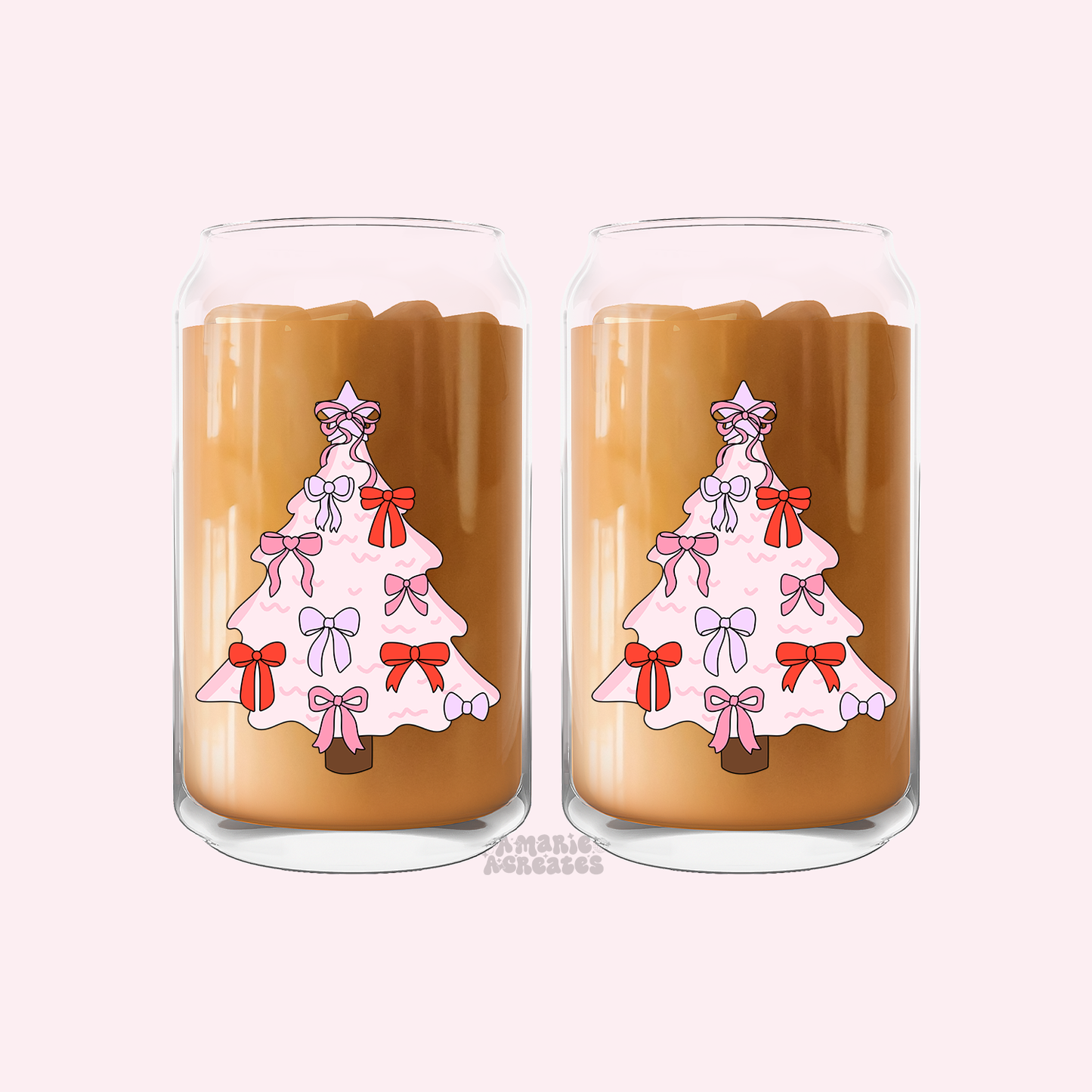 Christmas Bow Tree Glass Cup