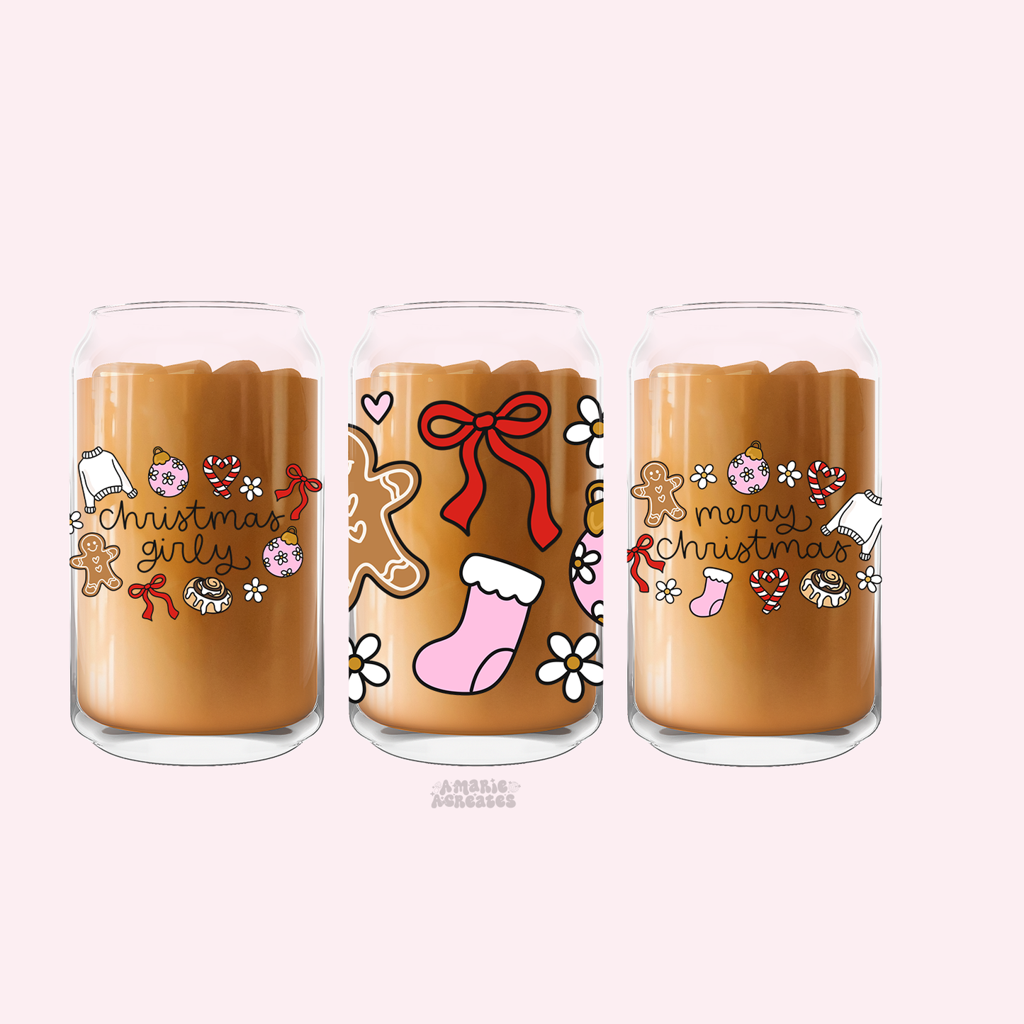 Christmas Girly Glass Cup