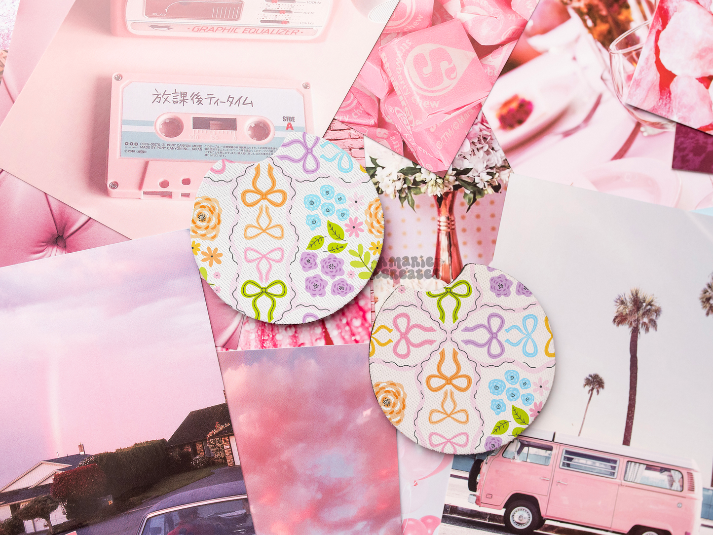 Colorful Bow Pattern Car Coaster