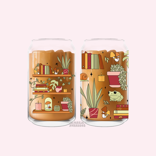 Cottagecore Bookish Glass Cup