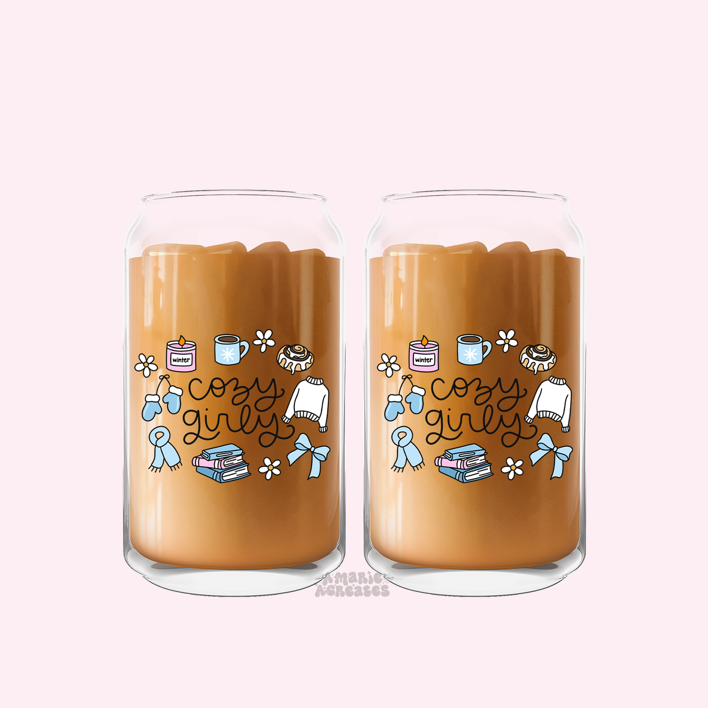 Cozy Girly Winter Glass Cup