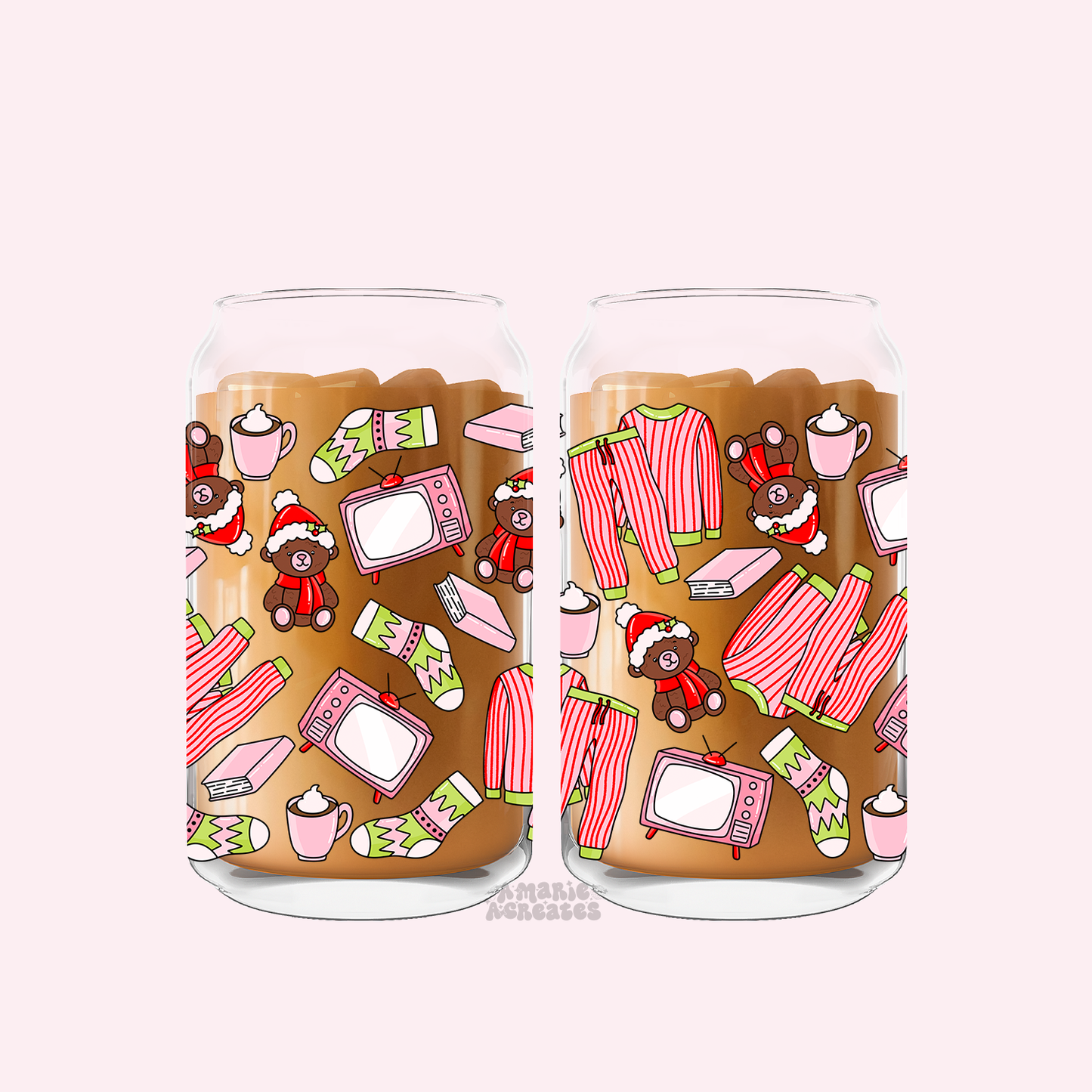 Cozy Holiday PJs Glass Cup