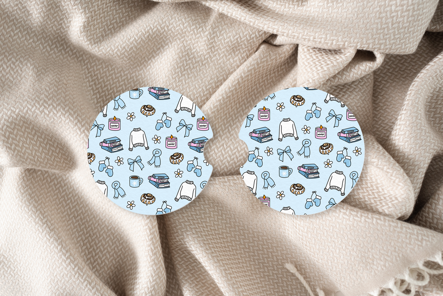 Cozy Winter Girly Car Coaster