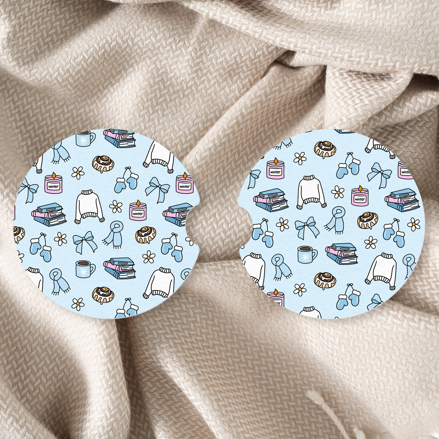 Cozy Winter Girly Car Coaster