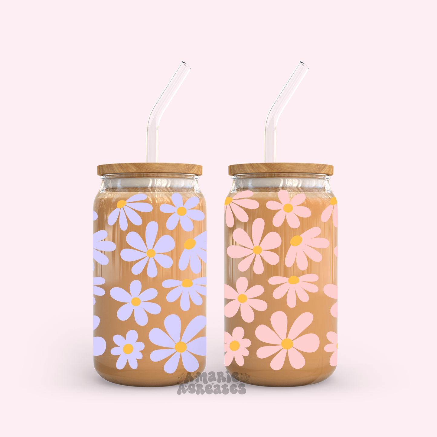 Daisies Wrap Glass Cup