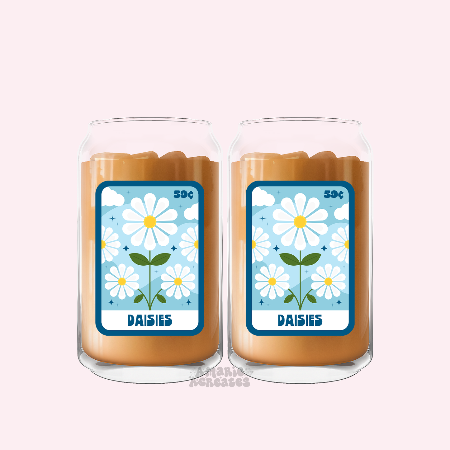 Daisies Tarot Card Glass Cup