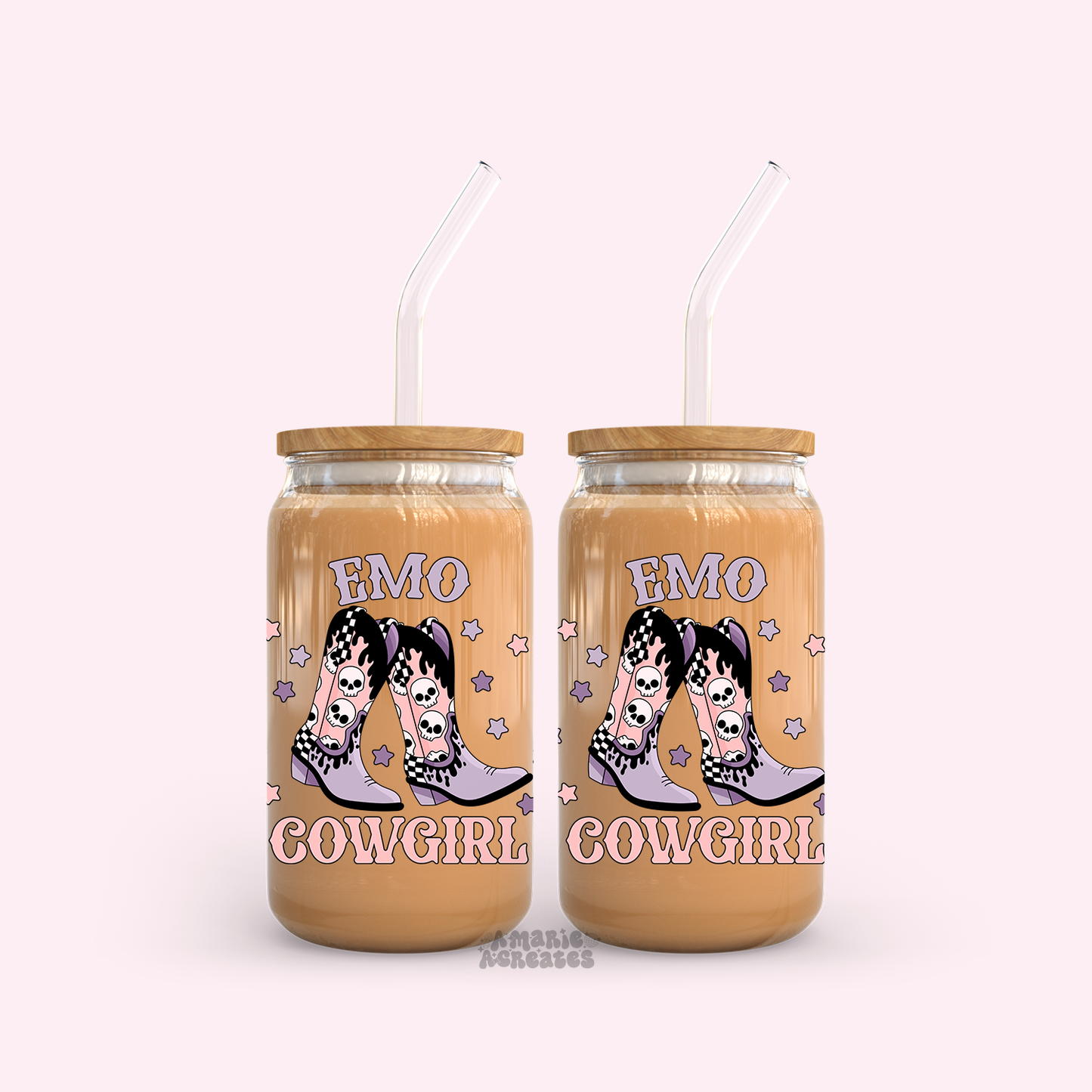 Emo Cowgirl Glass Cup