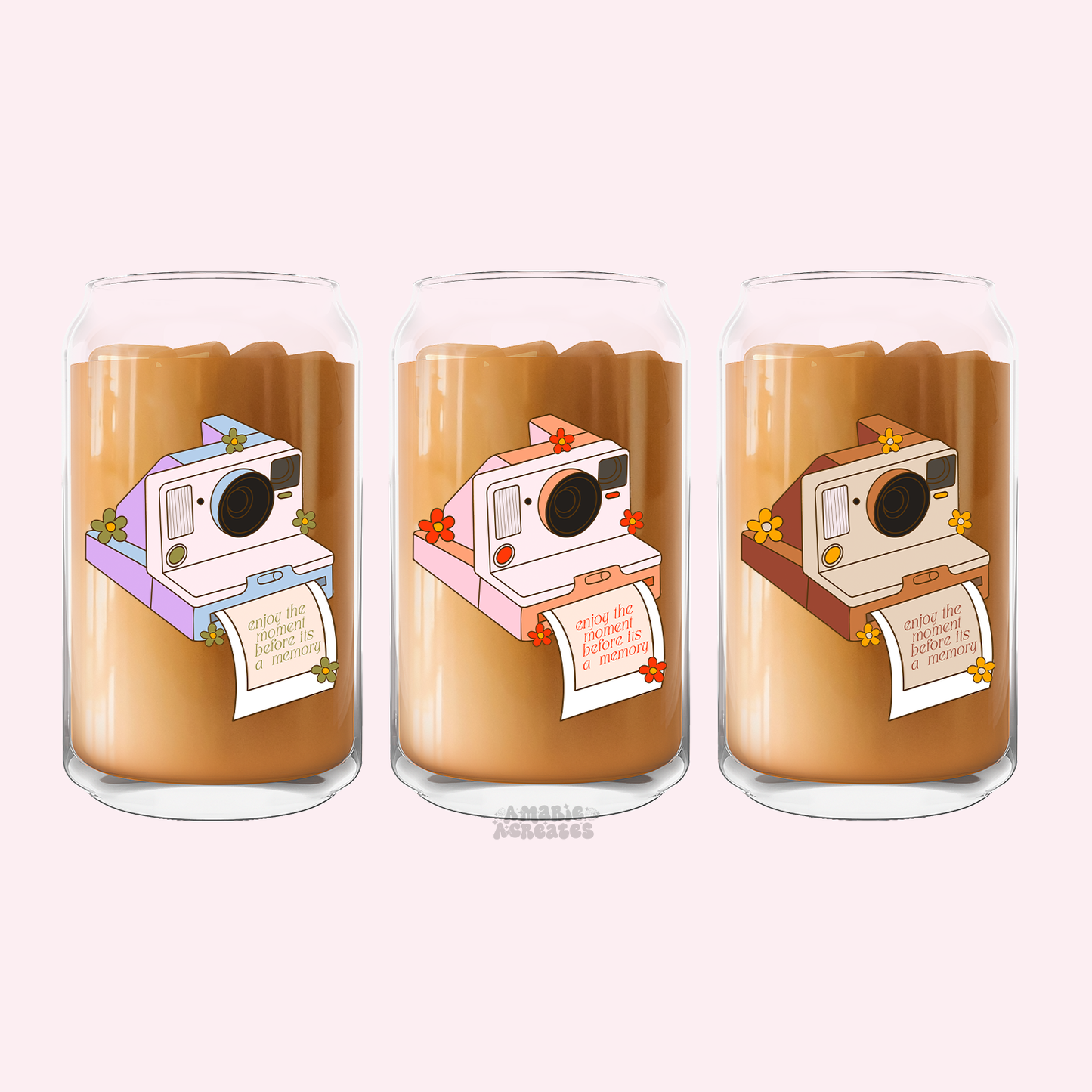 Enjoy The Moment | Retro Camera | Glass Cup