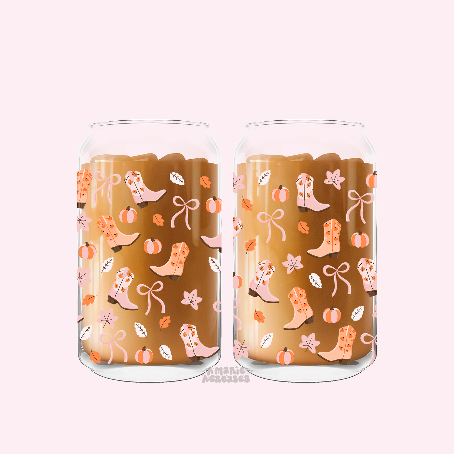 Fall Boots & Bows Glass Cup