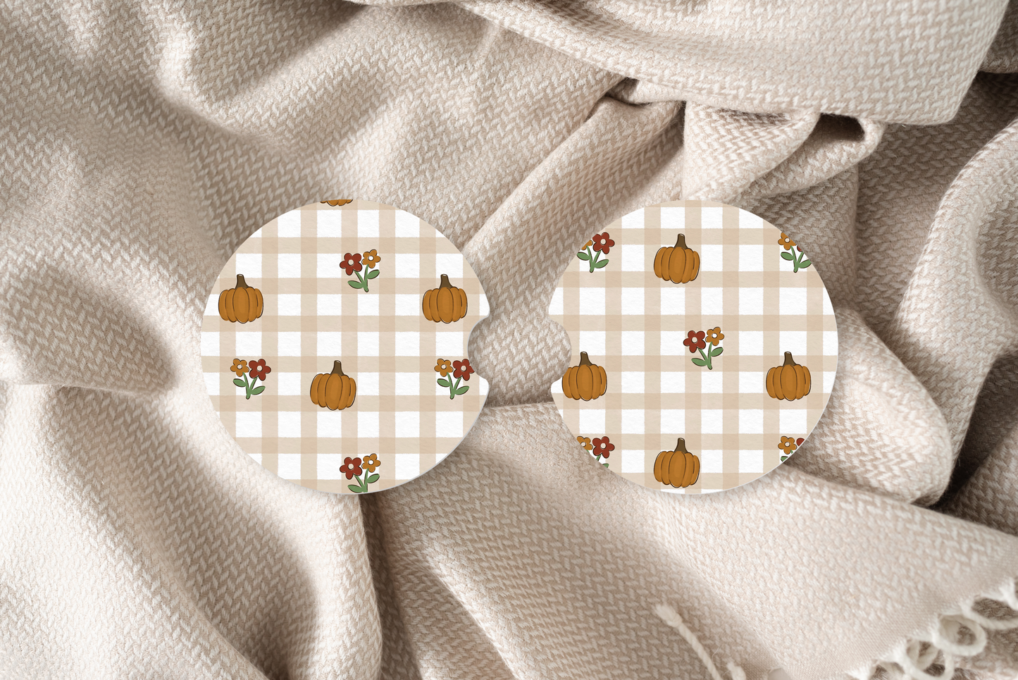 Fall Gingham Car Coaster