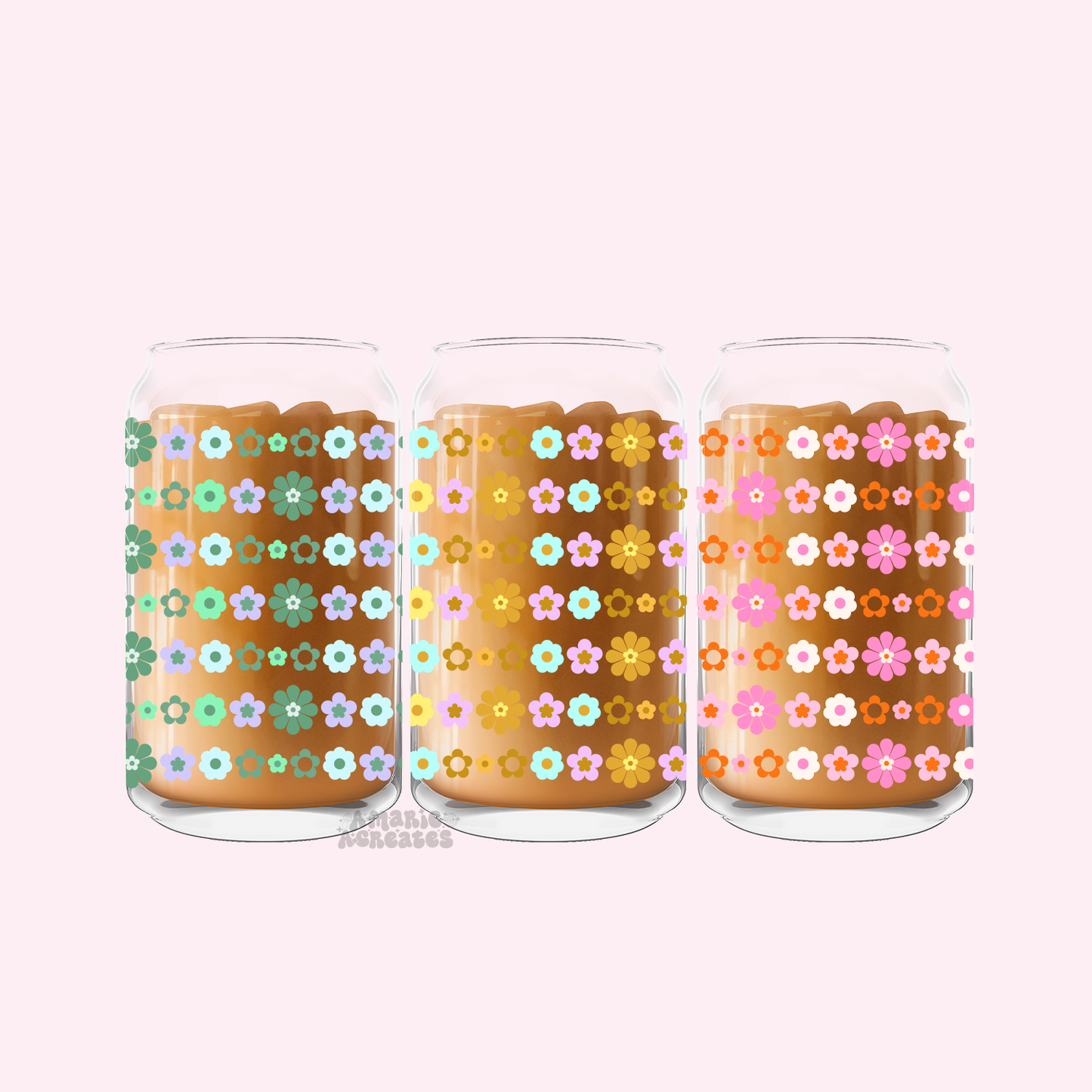 Flower Charms Glass Cup